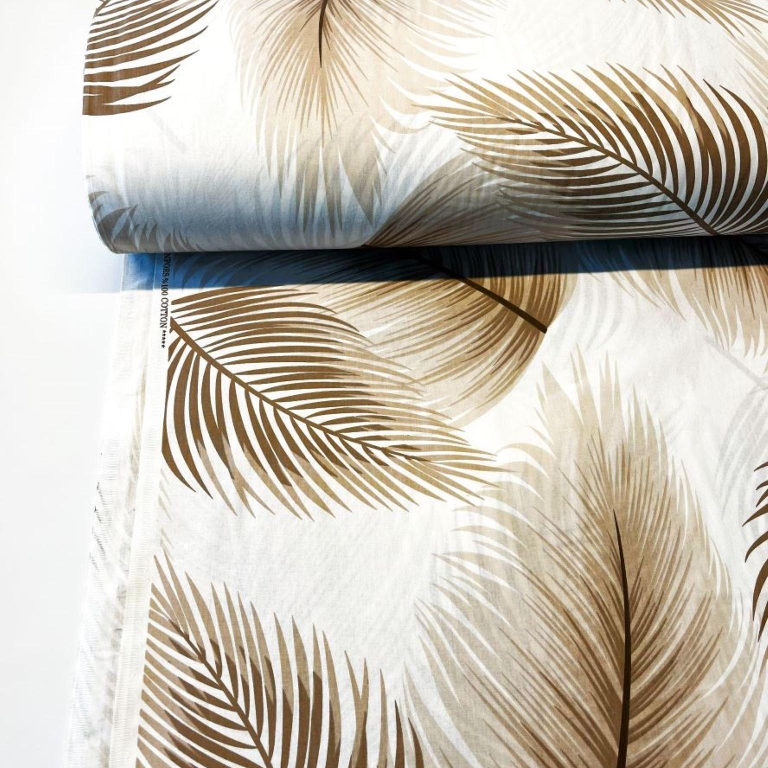 Ткань для постельного белья ранфорс пальмовые листья 240 см Коричневый (32614480)