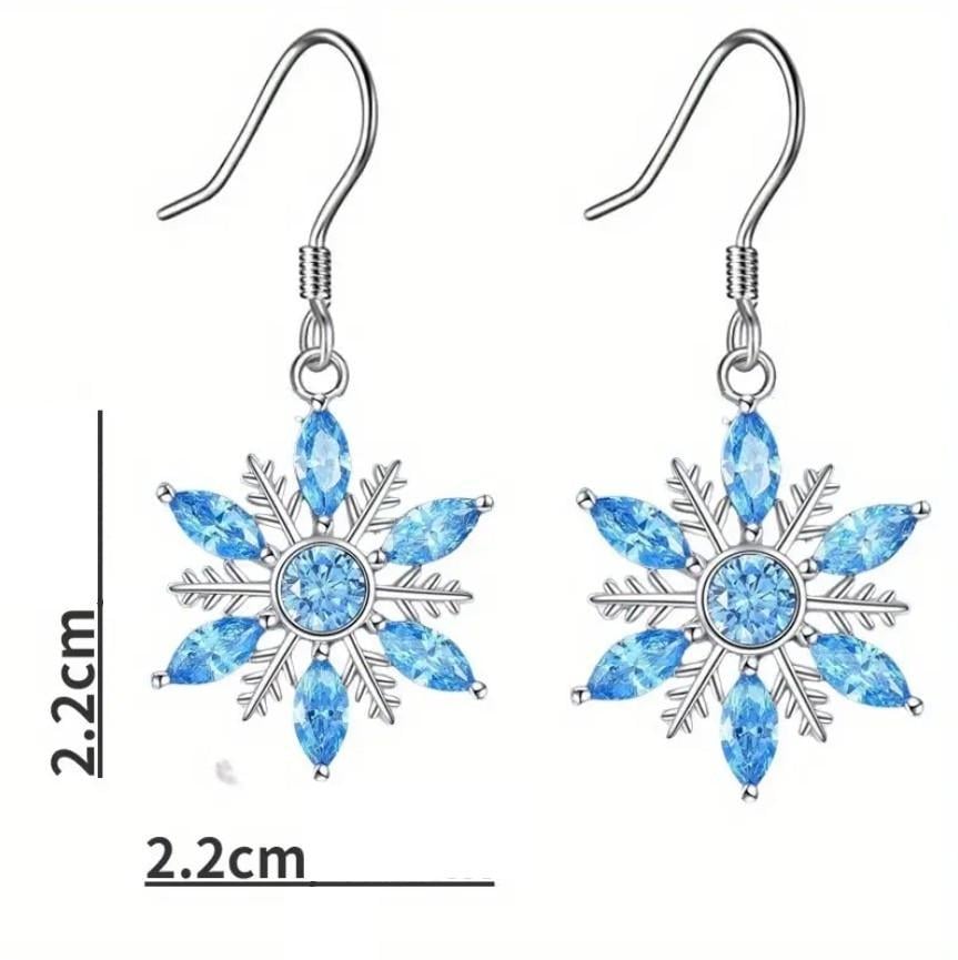 Сережки Сніжинки з блакитними каменями Сріблястий (2817281916) - фото 3 Сережки Сніжинки з блакитними каменями Сріблястий (2817281916) - фото 3