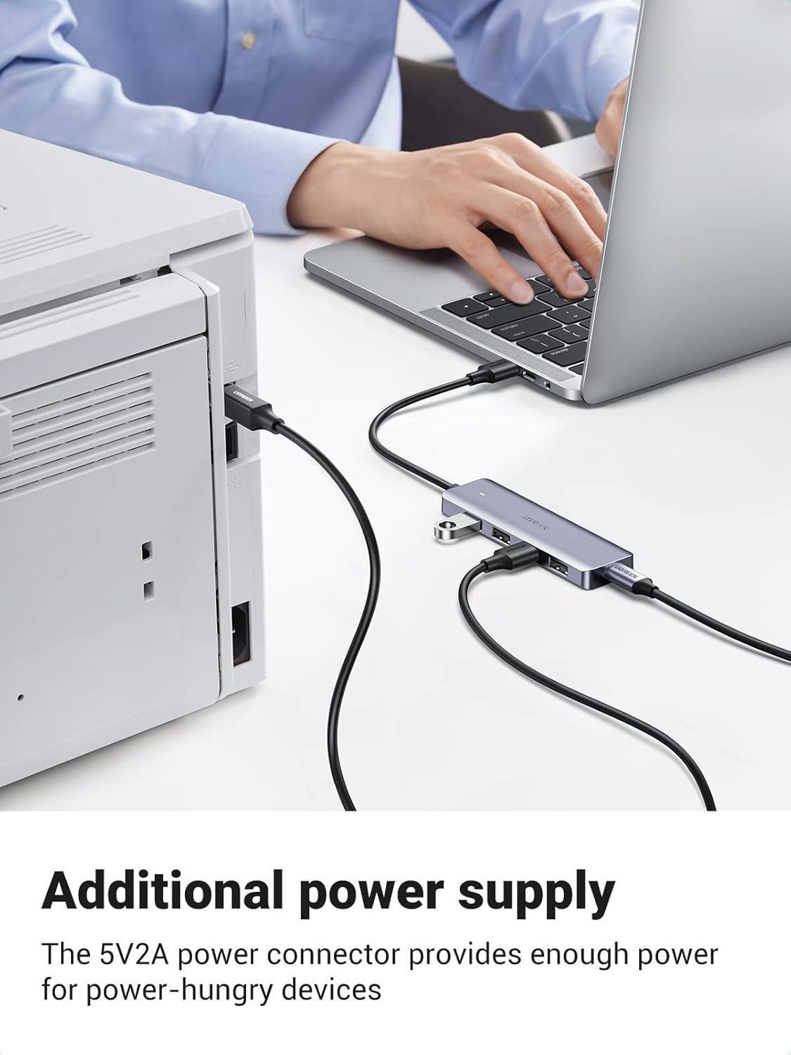 USB-хаб UGREEN USB-A-4x USB 3.0/5 Гбіт/с Type-C 15Вт USB-C Сірий (50985) - фото 8 USB-хаб UGREEN USB-A-4x USB 3.0/5 Гбіт/с Type-C 15Вт USB-C Сірий (50985) - фото 8