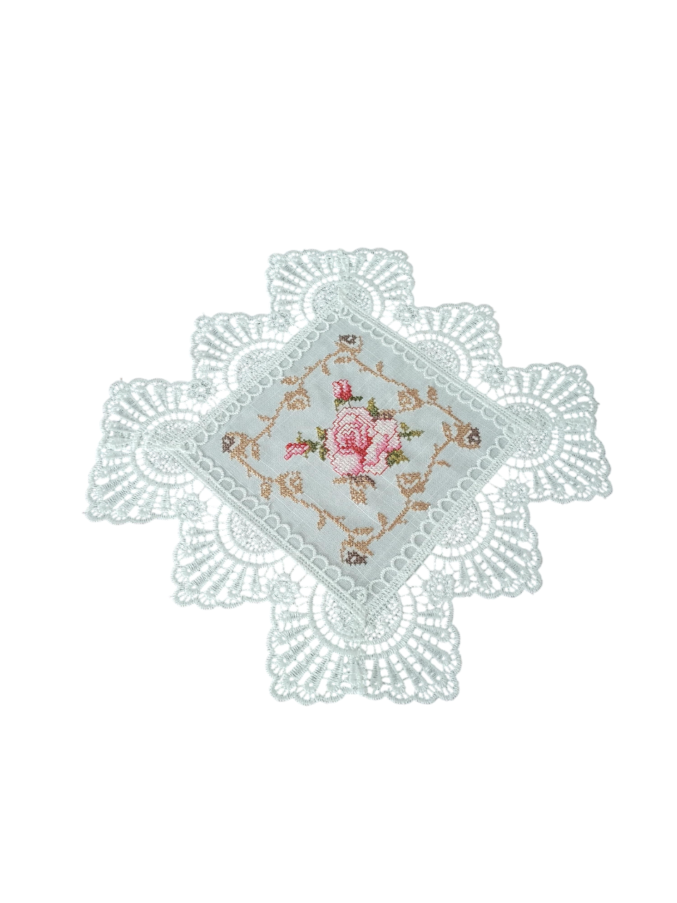 Скатертина прямокутна вишита на святковий стіл із трояндами 300x300 мм