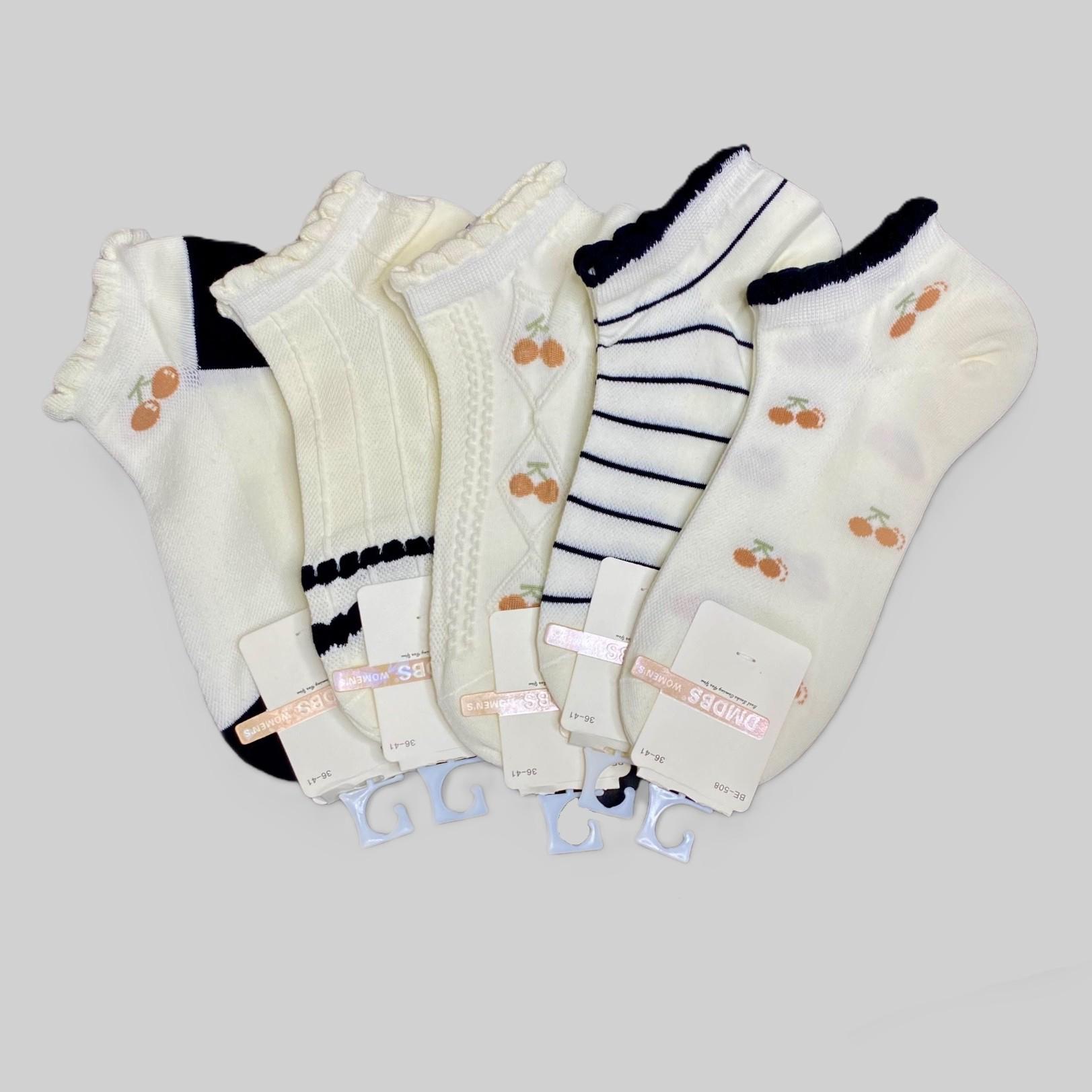Носки женские DMDBS в сеточку р. 36-41 5 пар Белый с черным (BE-508)