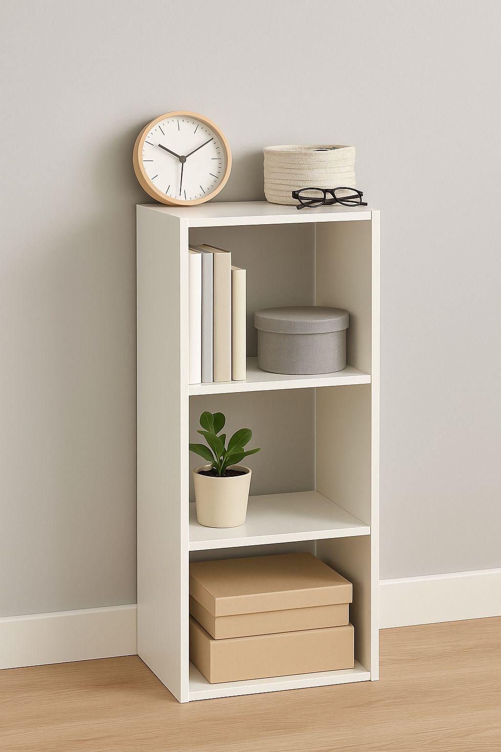 Стелаж настінно-підлоговий модульний MEBLIBUD KUB 3 секції Білий - фото 5 Стелаж настінно-підлоговий модульний MEBLIBUD KUB 3 секції Білий - фото 5