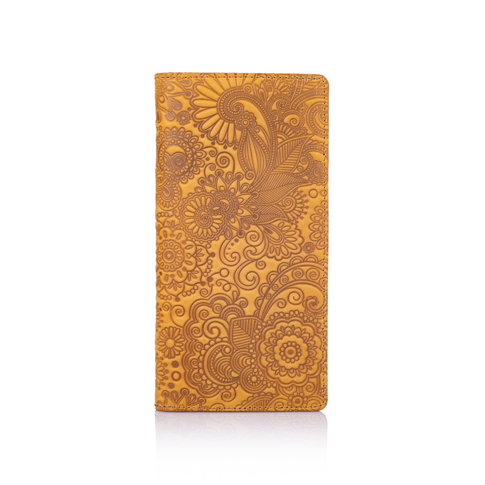 Кошелек Mehendi Art из матовой натуральной кожи на 14 карт Светло-желтый (WP-02-S18-0935-T005)