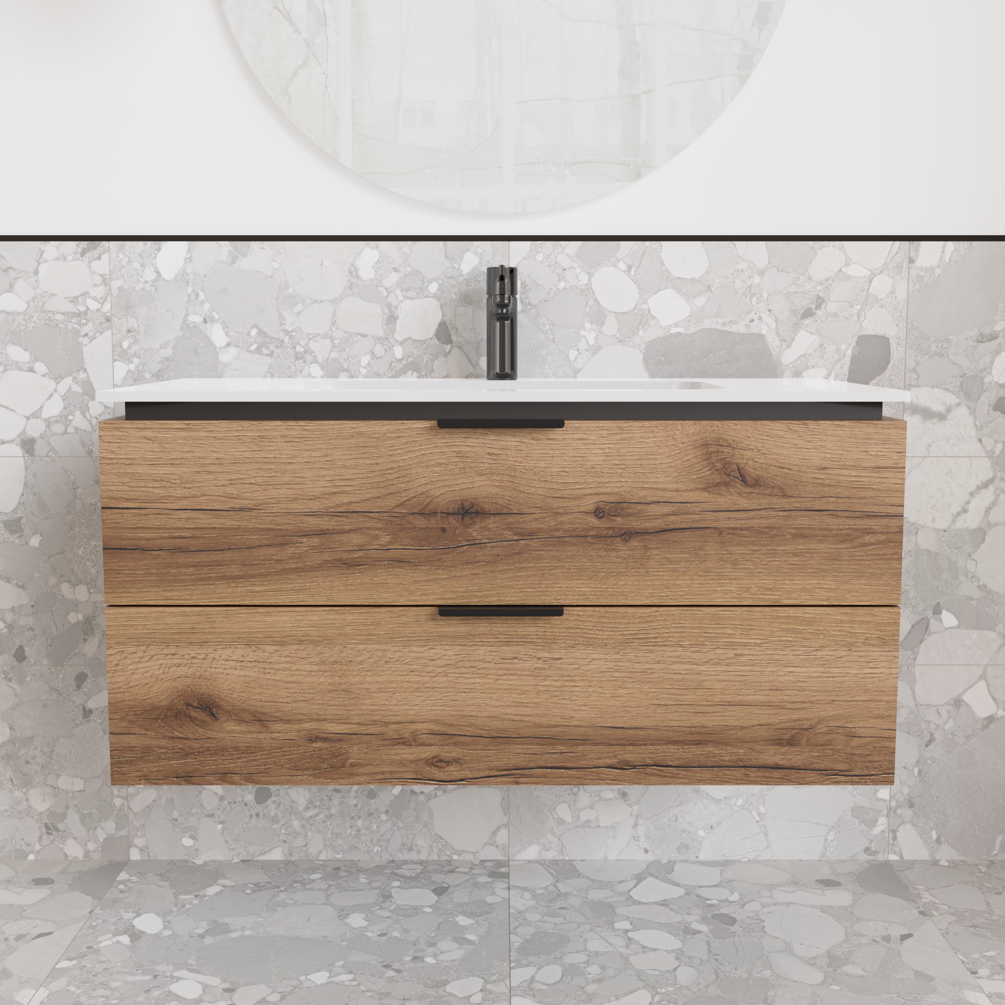 Тумба подвесная с раковиной MVK Vostok Icon 100 В2 1000х450х530 мм Дуб темный (p2100ko)