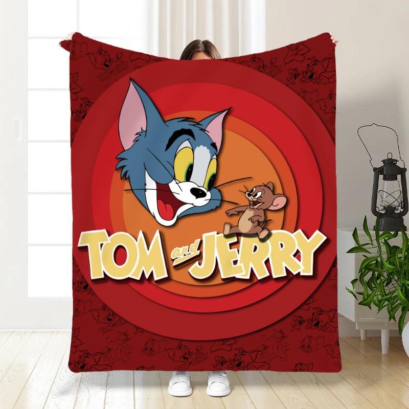 Плед-покрывало Том и Джерри плюш/велюр детское 135х160 см Красный