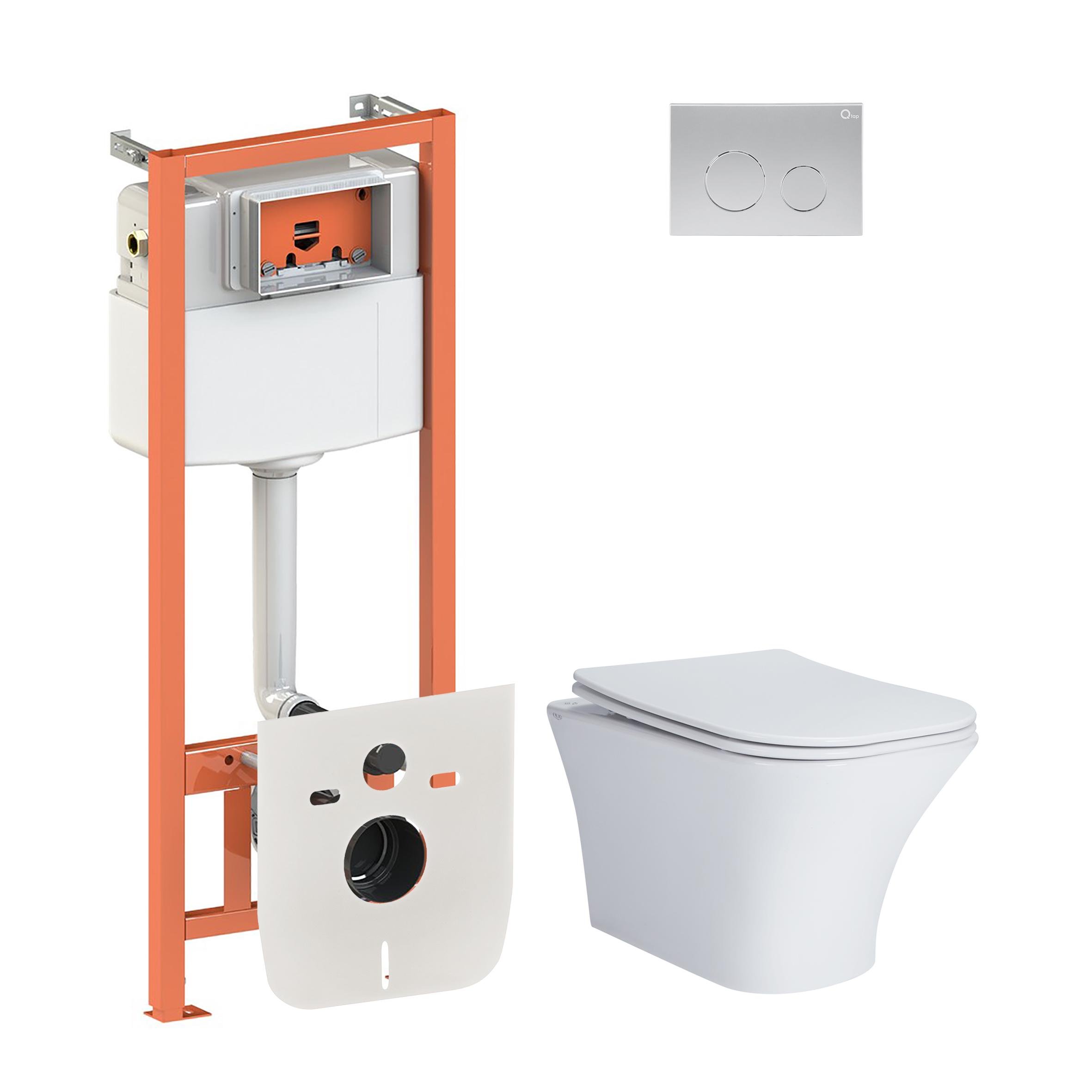 Комплект інсталяції Q-tap Nest QT24332615EW0133M425M11111SAT з унітазом кнопка Сатин (124713)