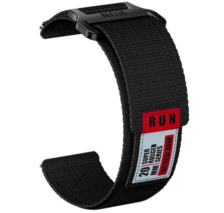 Ремінець Nylon Run для смарт-годинника Garmin Frorerunner 165 з універсальним кріпленням 20 мм Чорний (KG-12037)