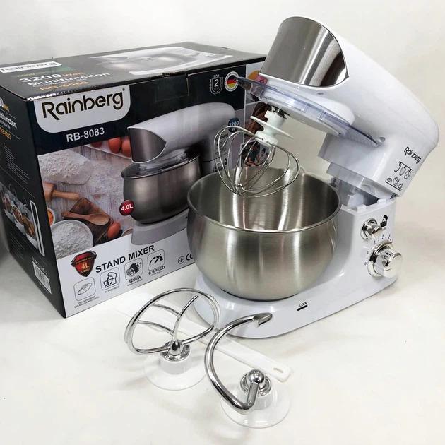 Миксер-тестомис планетарный Rainberg RB-8083 3200 Вт с чашей 4 л Белый (PH00460)