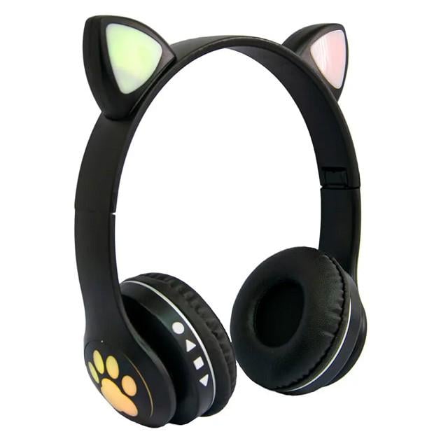 Навушники бездротові Cat Ear VZV-23M Bluetooth з RGB підсвіткою і котячими вушками Чорний - фото 1