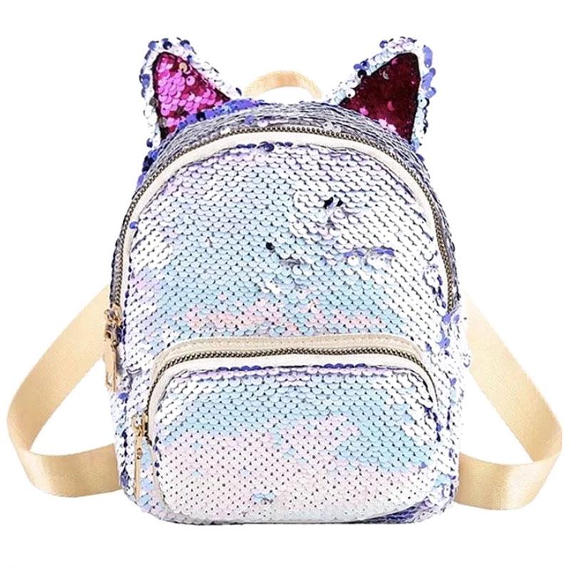 Рюкзак Mini с пайетками и с ушками 20х17 см Blue (33421)