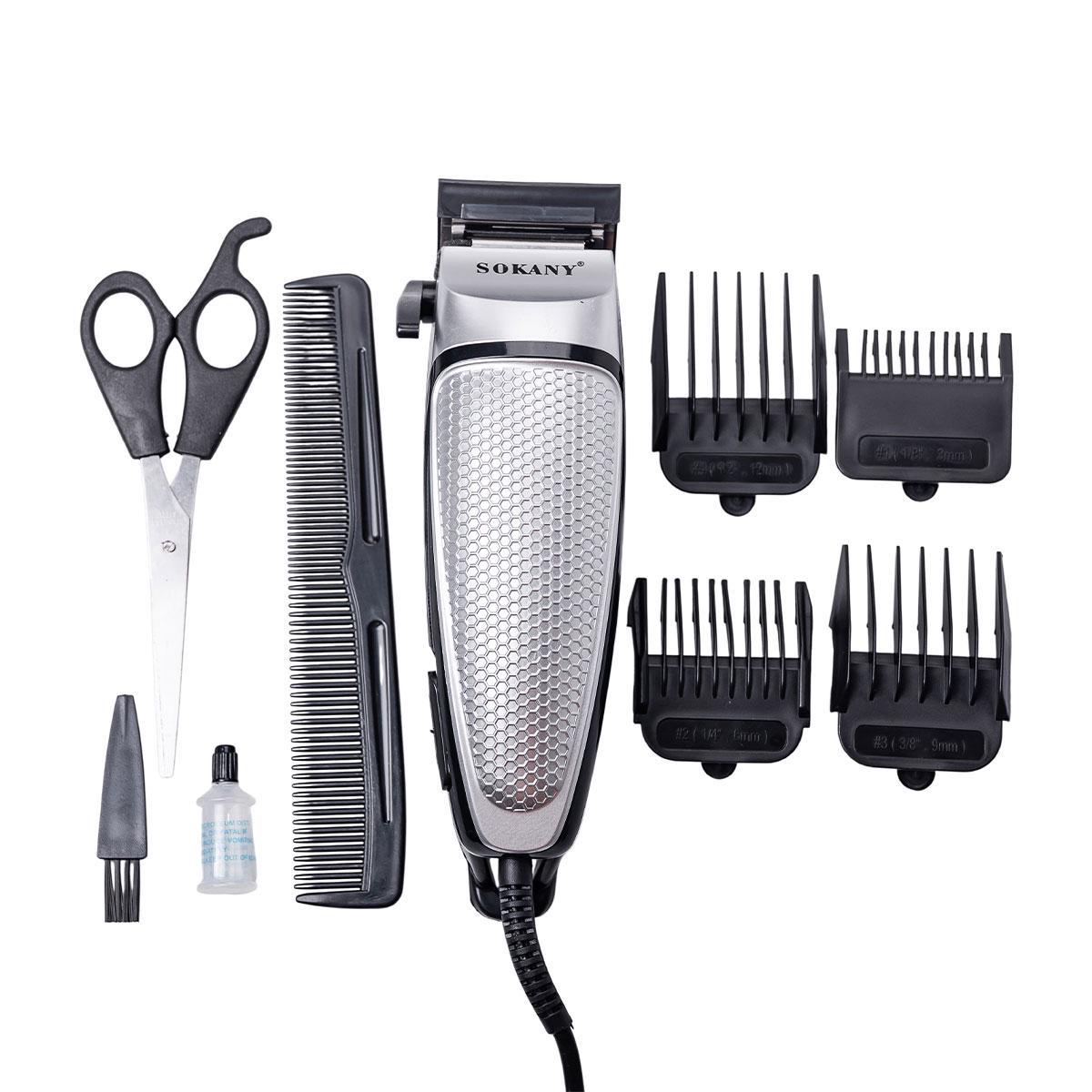 Машинка для стрижки волос Sokany SK-4643 электрическая универсальная 4 насадки Серебристый (5879)