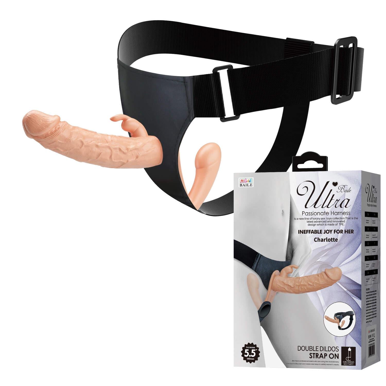 Страпон двосторонній Ultra Passionate Harness Charlotte 5,5" ( 38131727)