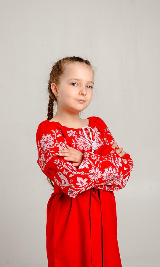 Сукня-вишиванка дитяча Вишиваночка р. 110 Червоний (850-8) - фото 2 Сукня-вишиванка дитяча Вишиваночка р. 110 Червоний (850-8) - фото 2