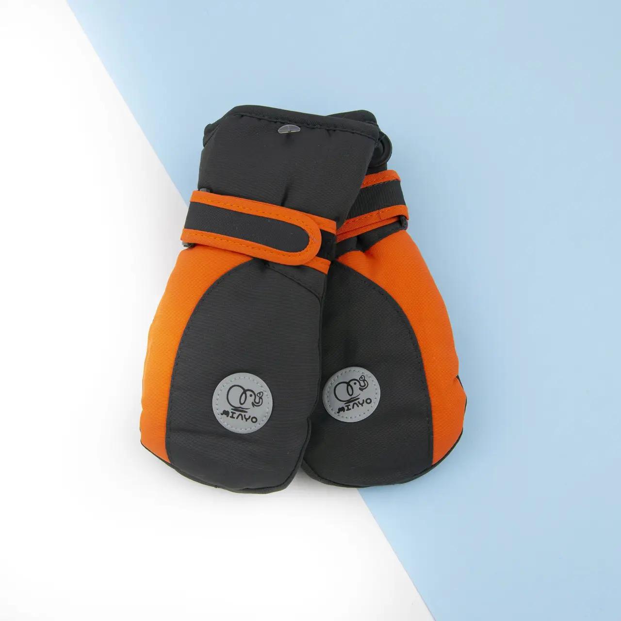 Перчатки для мальчиков болоневые лыжные на липучке 2-4 года Серый (23-12-71)