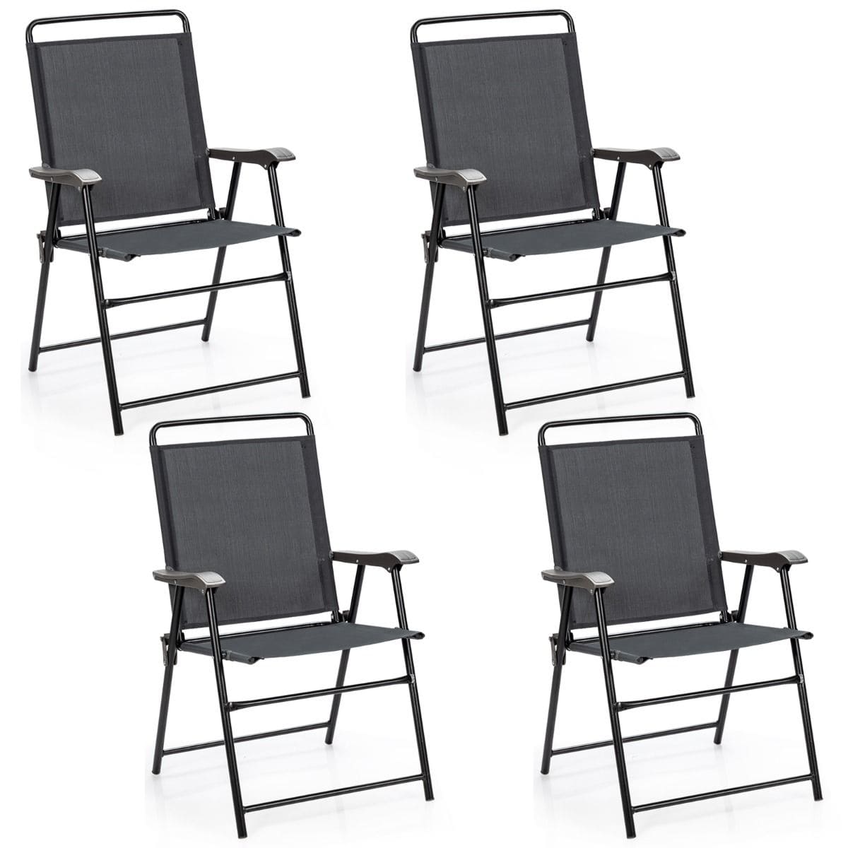 Стул садовый складной 59x63x92 см Серый (COSTWAY-01687)