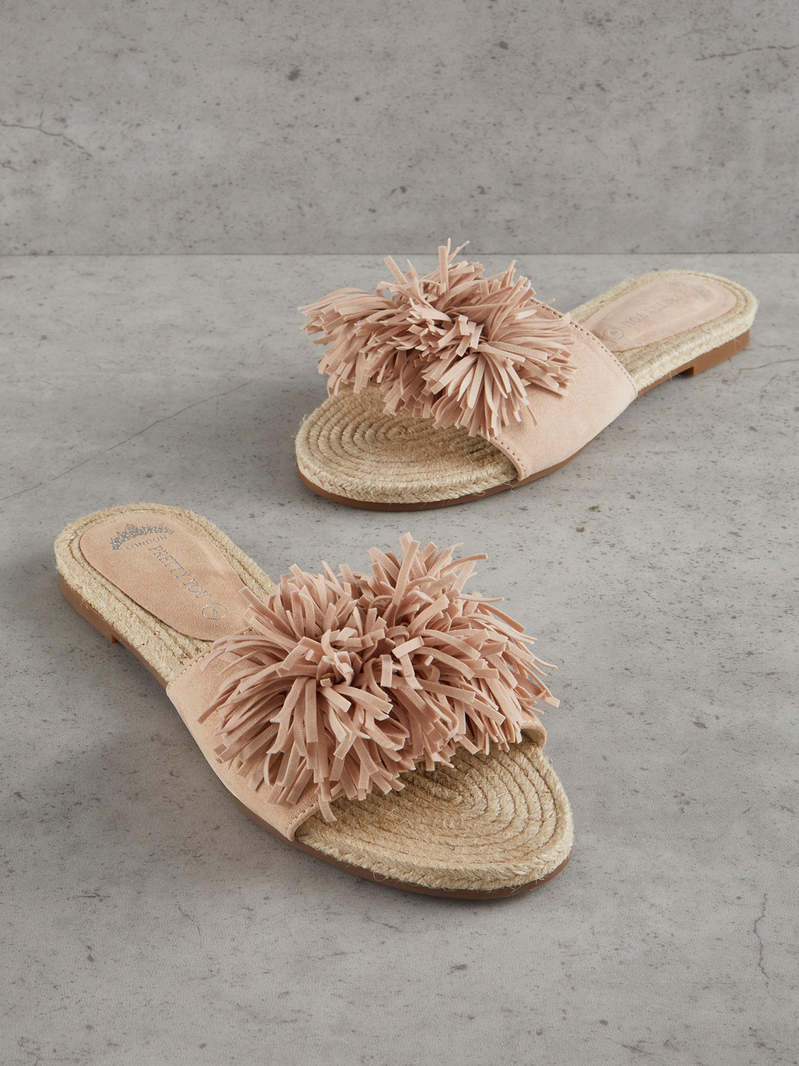 Шлепанцы Pretty you London Tassle 37 Nude (5060526411945)