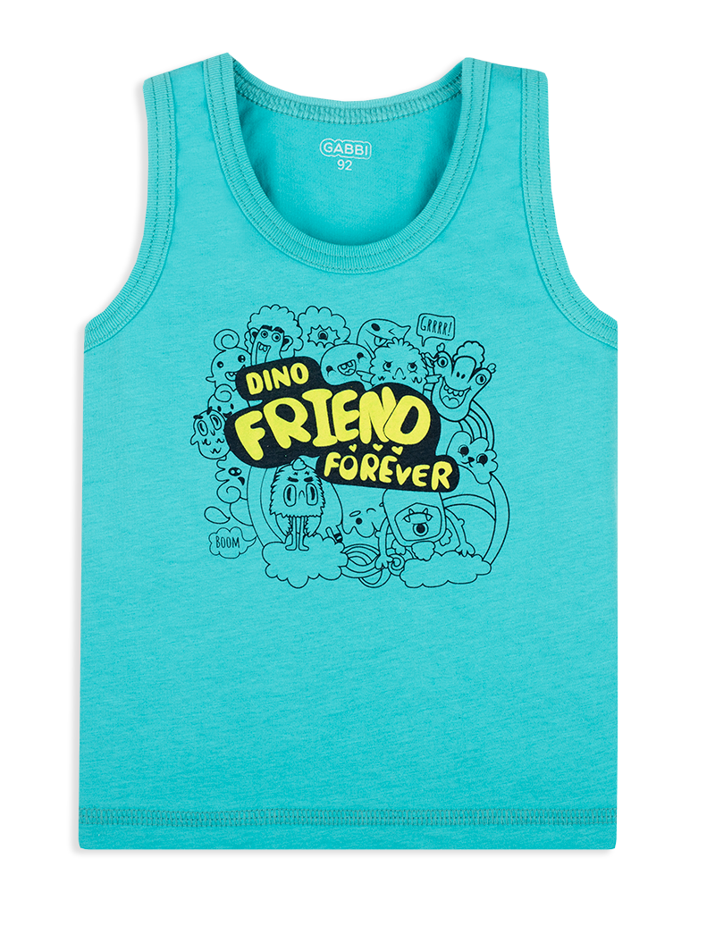 Майка детская хлопковая для мальчика Gabbi МК-20-13 Технозавр 86 см Голубой (12199)