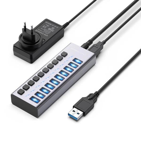 USB-хаб Acasis HB1602A на 10 портів Сірий (2489)