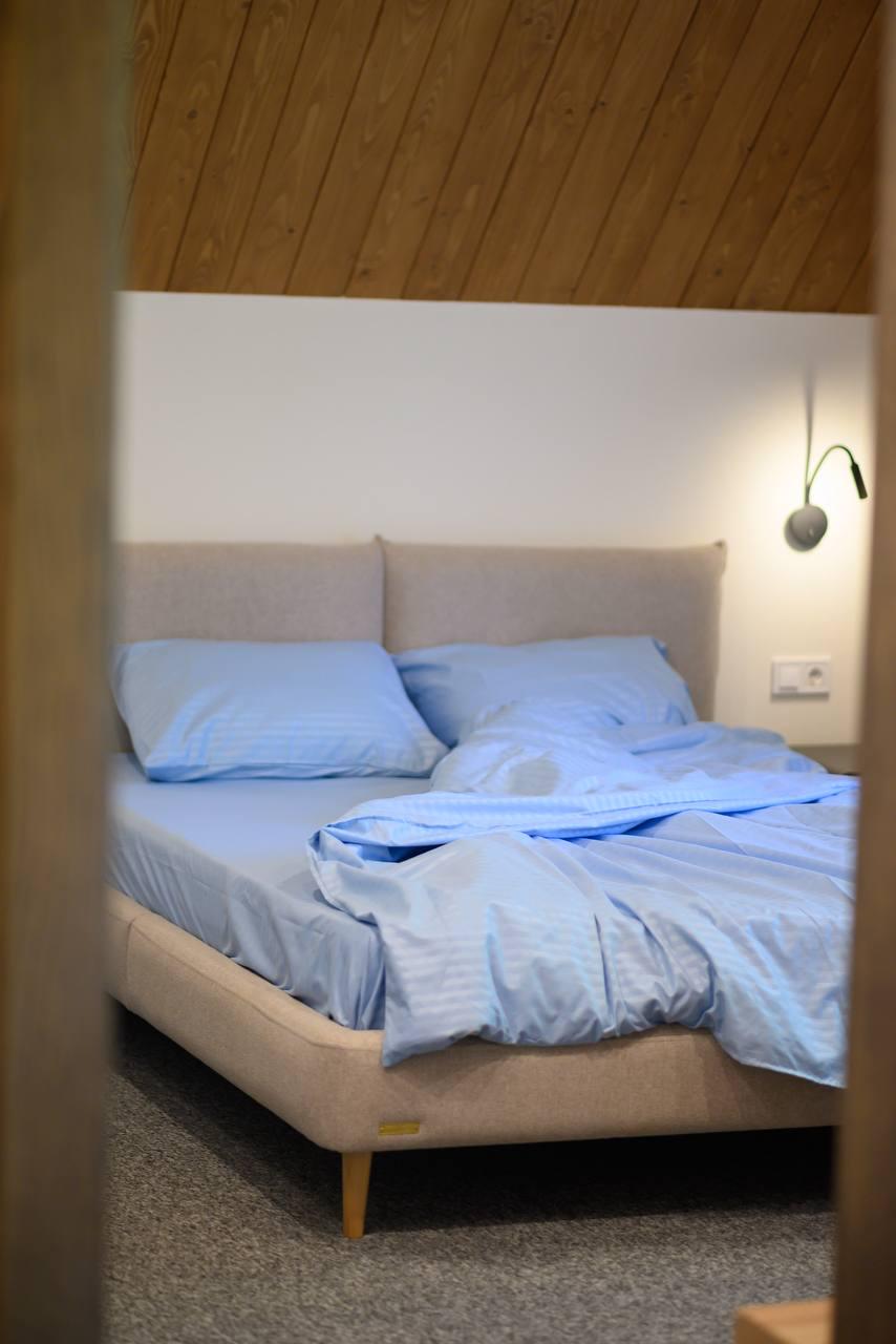 Комплект постільної білизни Signorina Siena зі страйп-сатину двоспальний 50х70 см/70х70 см Ніжно-блакитний (0014D) - фото 3