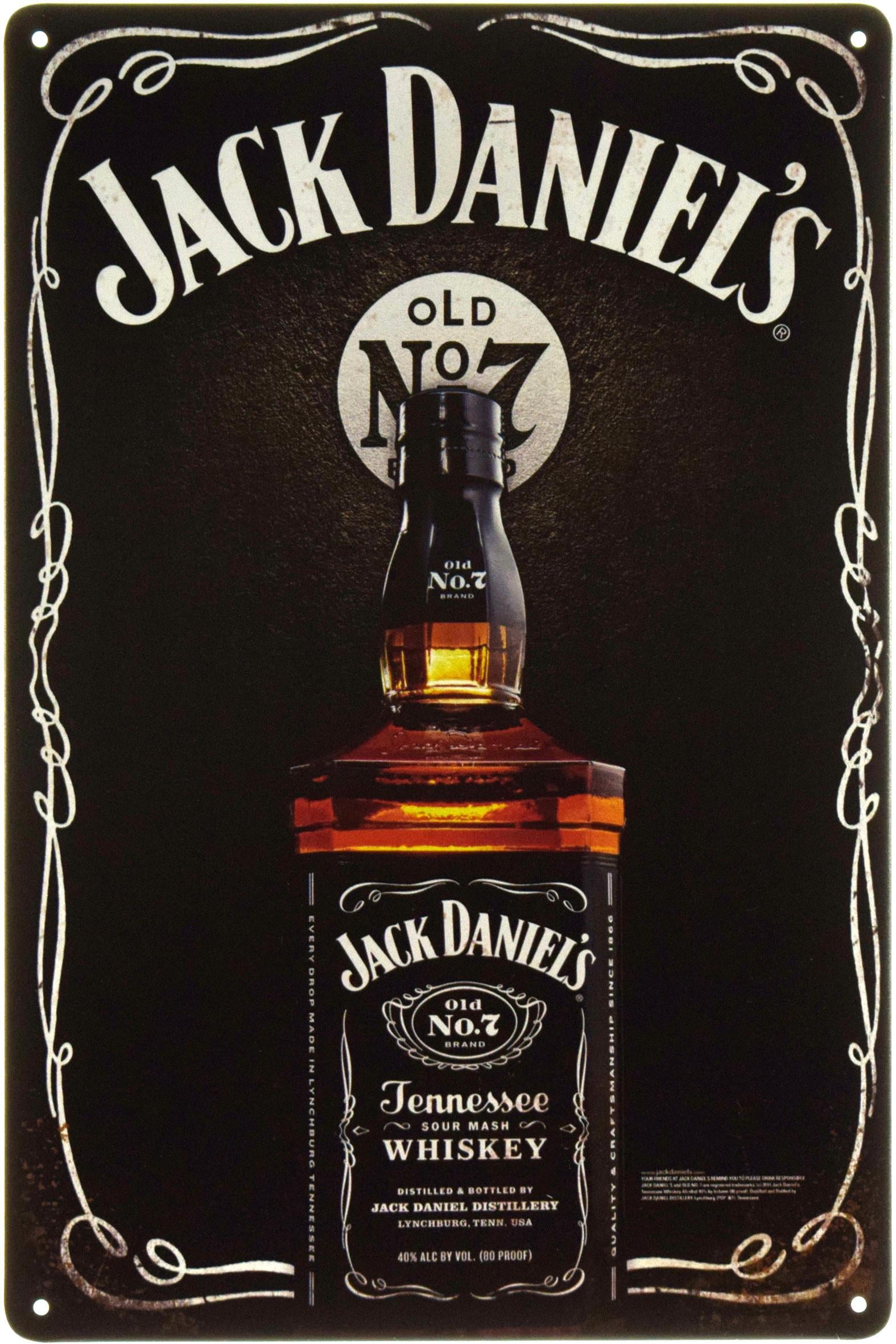 Табличка металлическая Jack Daniel’s Черный Фон 20x30 см