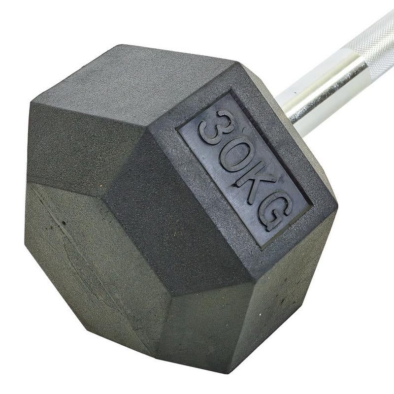 Штанга Zelart Record Rubber Hexagon Barbell фиксированная прямая обрезиненная TA-6230-30 длина 95 см 30 кг (DR002597) - фото 2