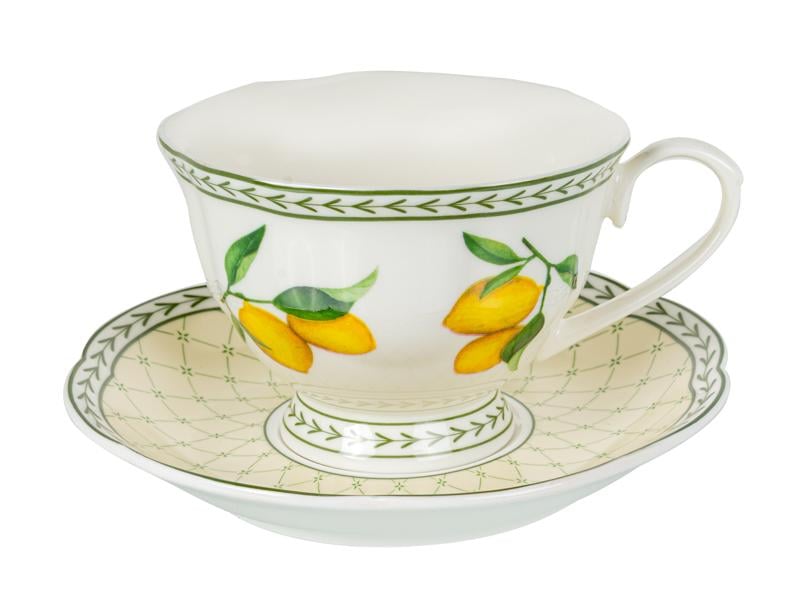 Набір чайних чашок Lefard Амальфі Лимон порцелянових з блюдцем на 2 персони 220 мл (922-089) - фото 5