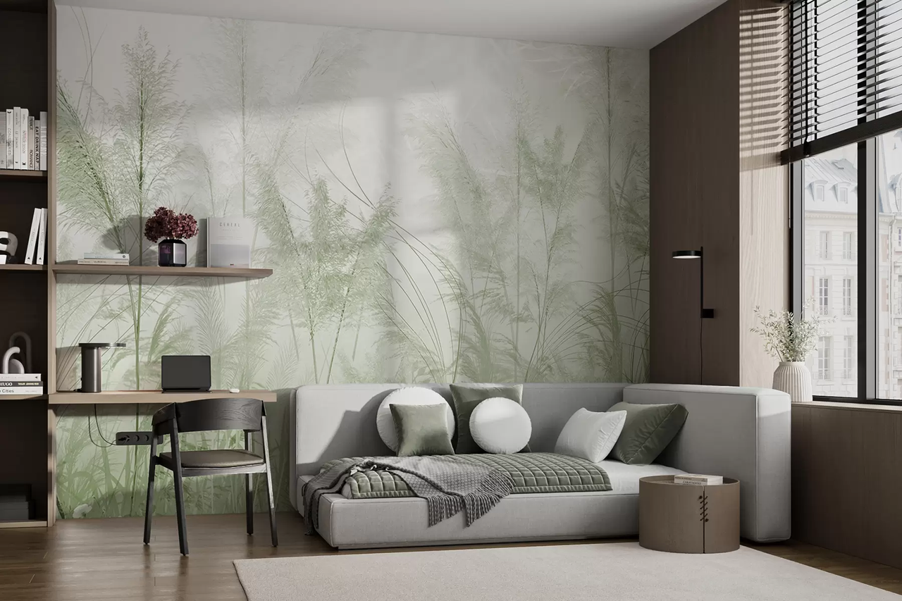 Фотообои флизелиновые Styleo Полевые растения u93903v3 350х270 см Зеленый