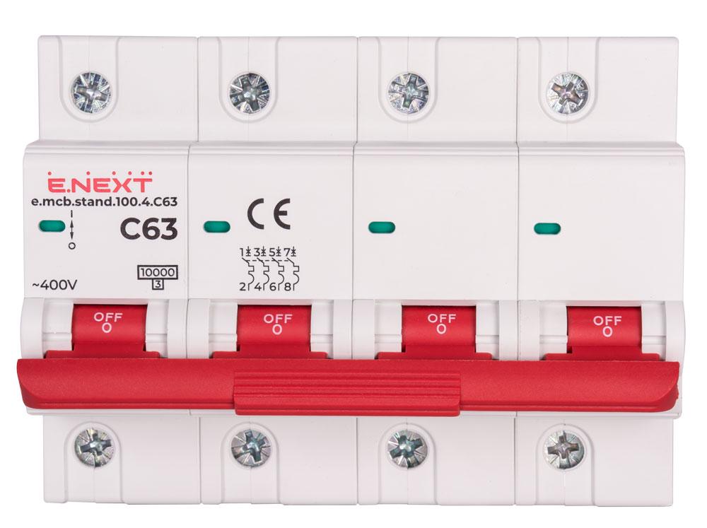 Автоматический выключатель E.NEXT e.mcb.stand.100.4.C63 4р 63А 10кА C (s002216) - фото 2