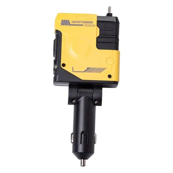 Зарядное устройство автомобильное 4в1 с выдвижным кабелем Желтый (HP-A1Y) - фото 2 Зарядное устройство автомобильное 4в1 с выдвижным кабелем Желтый (HP-A1Y) - фото 2