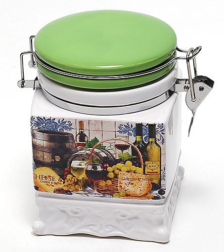 Банка Cheese&Wine 730 мл для сыпучих продуктов на металлической затяжке (BD-DU7401-W)