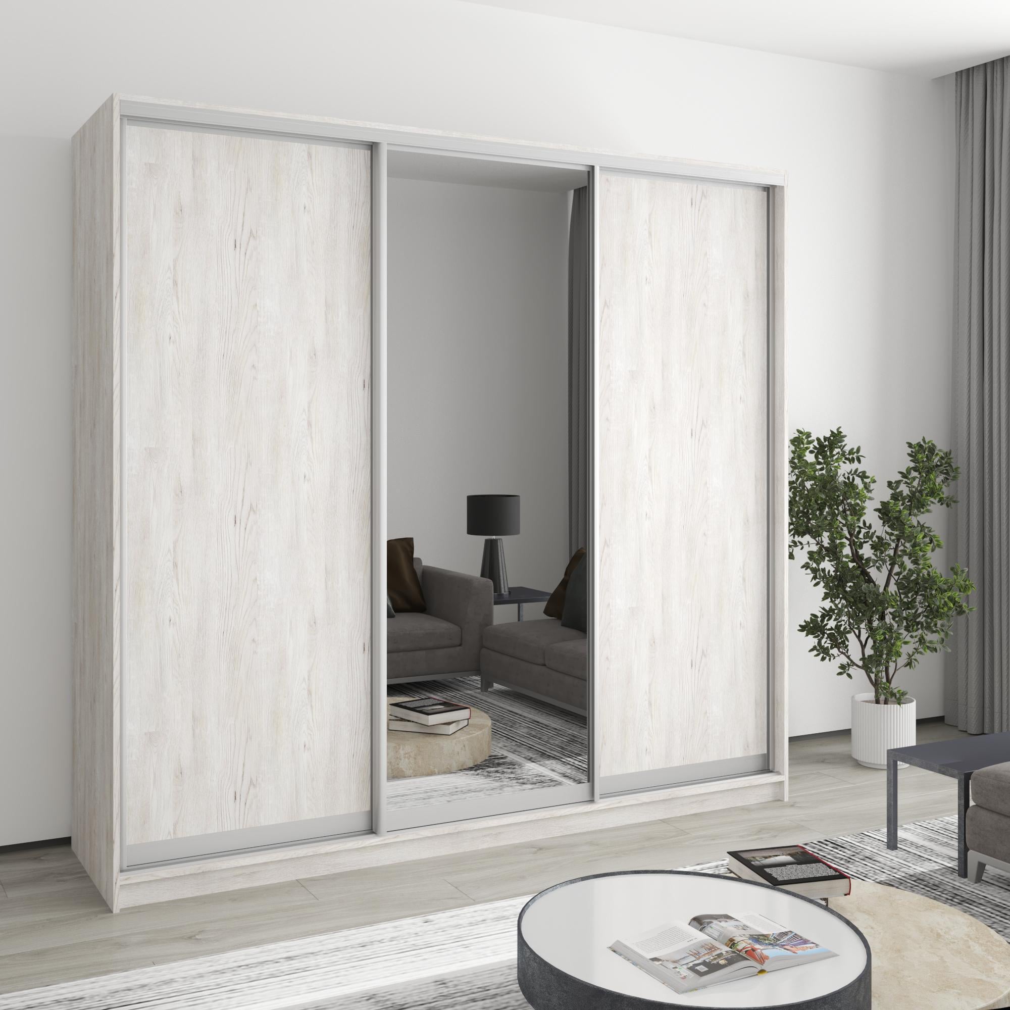 Шкаф-купе трехдверный MebelStar Комбо AL 2ДСП/Зеркало 220x45x210 см Аляска серый (MBS-3234)