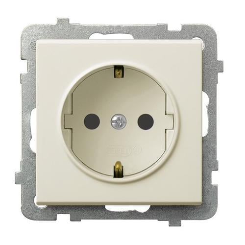 Розетка одинарная Ospel Sonata с заземлением без рамки Кремовый (29319370)