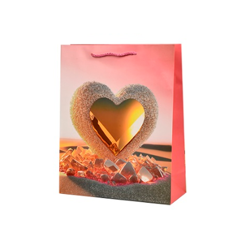 Подарочный пакет с ручками Stenson R94939-L Hearts 30х41,5х12 см Pink (34063744)