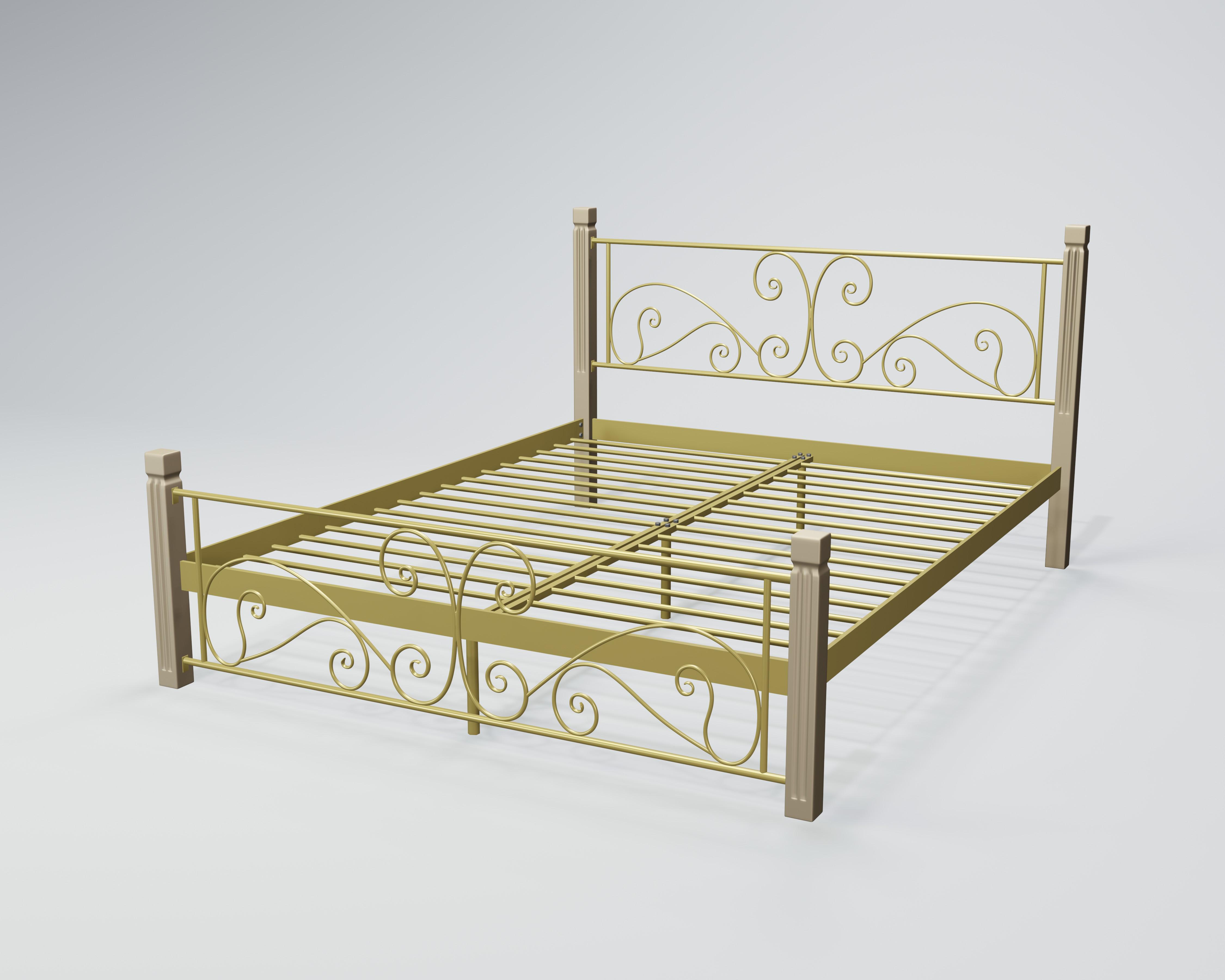 Кровать металлическая Нарцисс 120x200 см Золотой