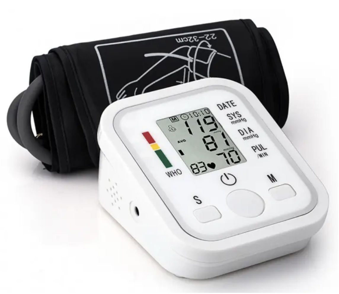 Автоматический тонометр на руку с памятью и манжетой на батарейках и USB