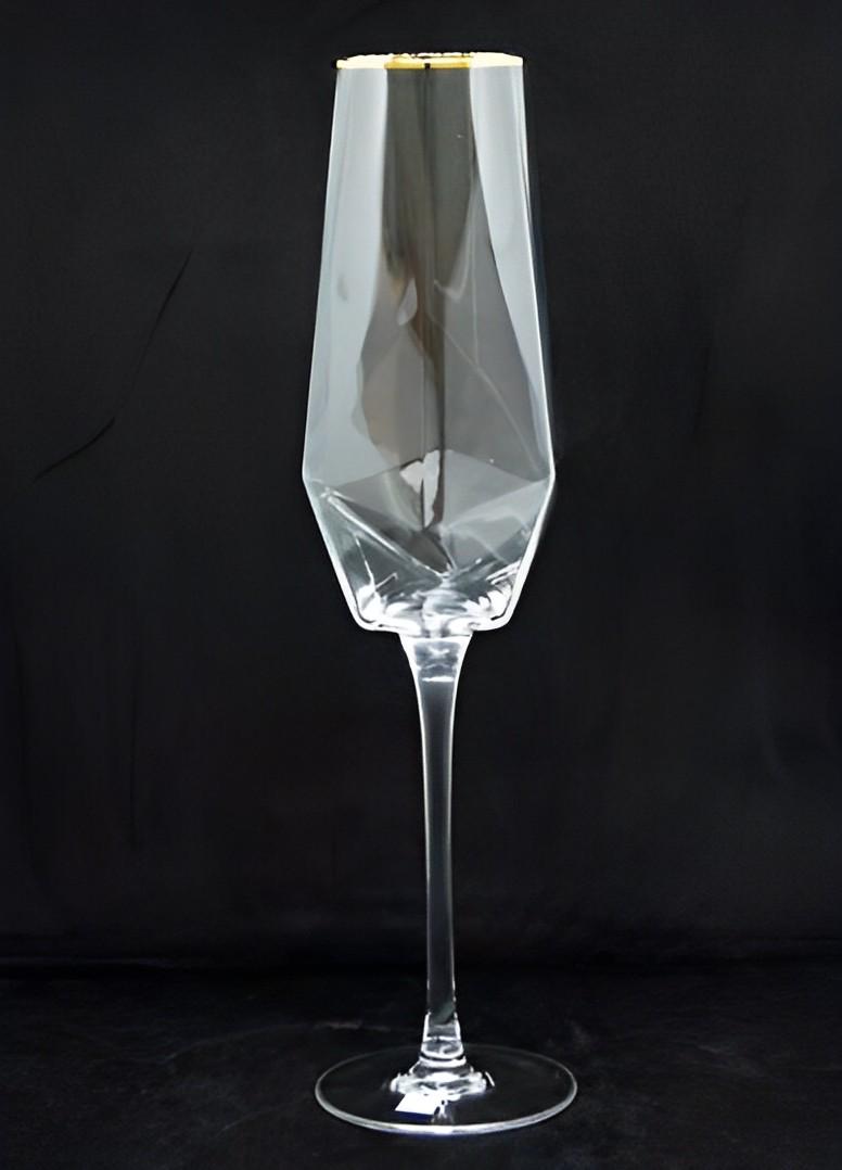 Бокал для шампанского Прозрачный бриллиант 350 мл Золотой (22007)