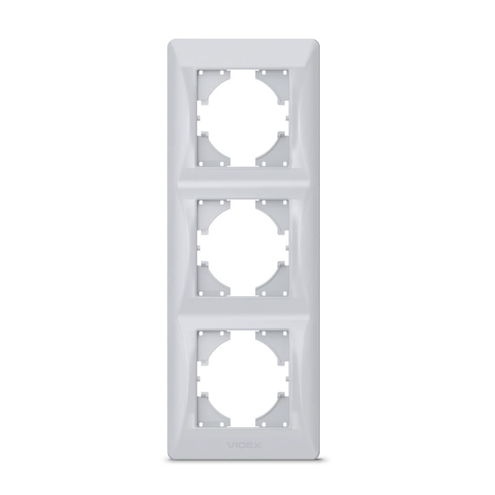 Рамка вертикальна Videx BINERA на 3 місця Срібний шовк (1625340312)