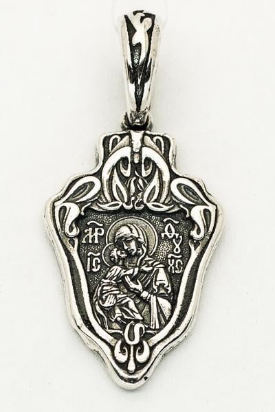 Образок серебряный Владимирская Икона Божией Матери Молитва