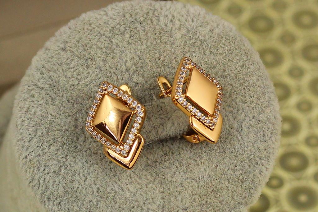 Серьги Xuping Jewelry тень ромба 1,9 см Золотистый (2571098730)