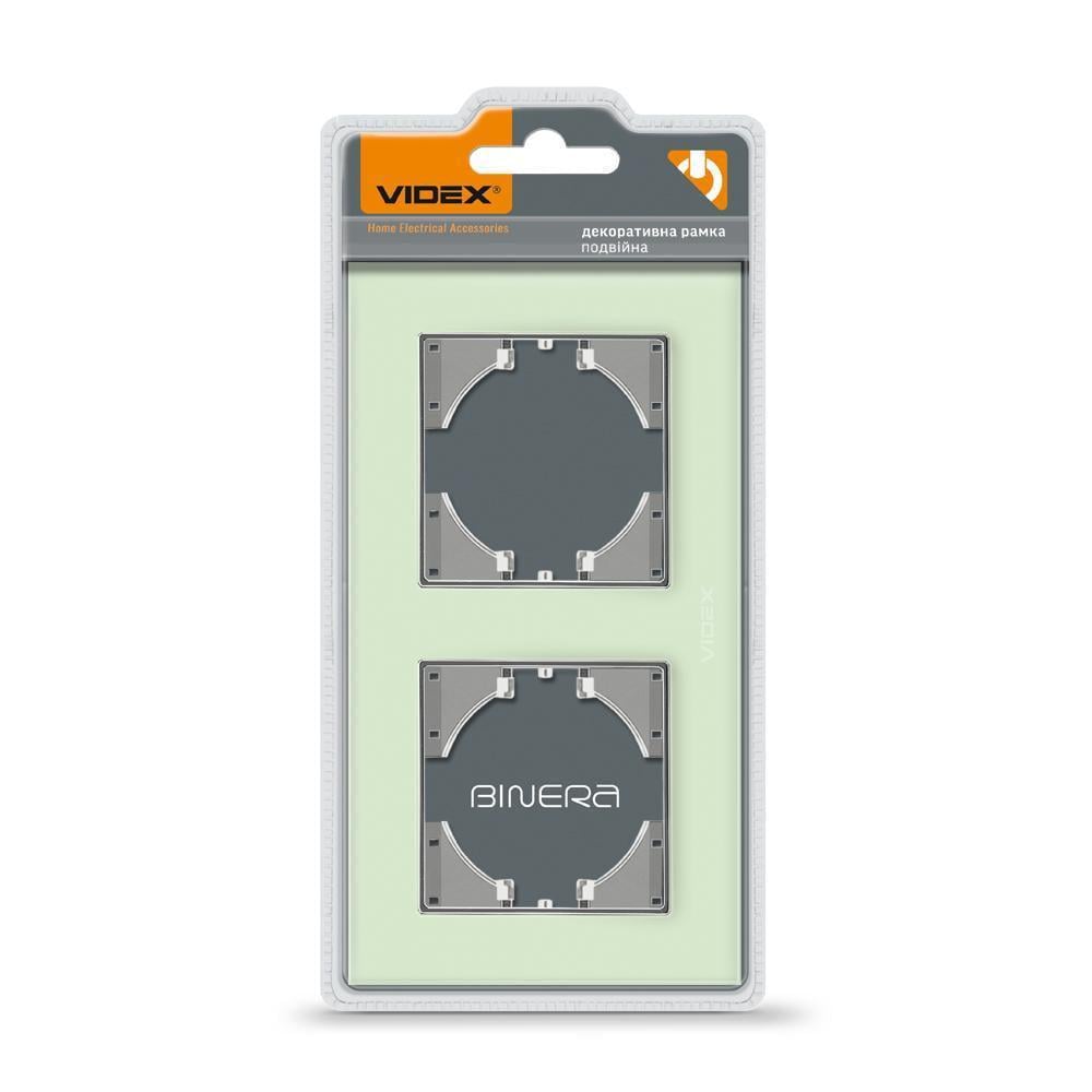 Рамка для розеток Vіdех Bіnеrа 2 місця горизонтальна скло Зелений (22551135)