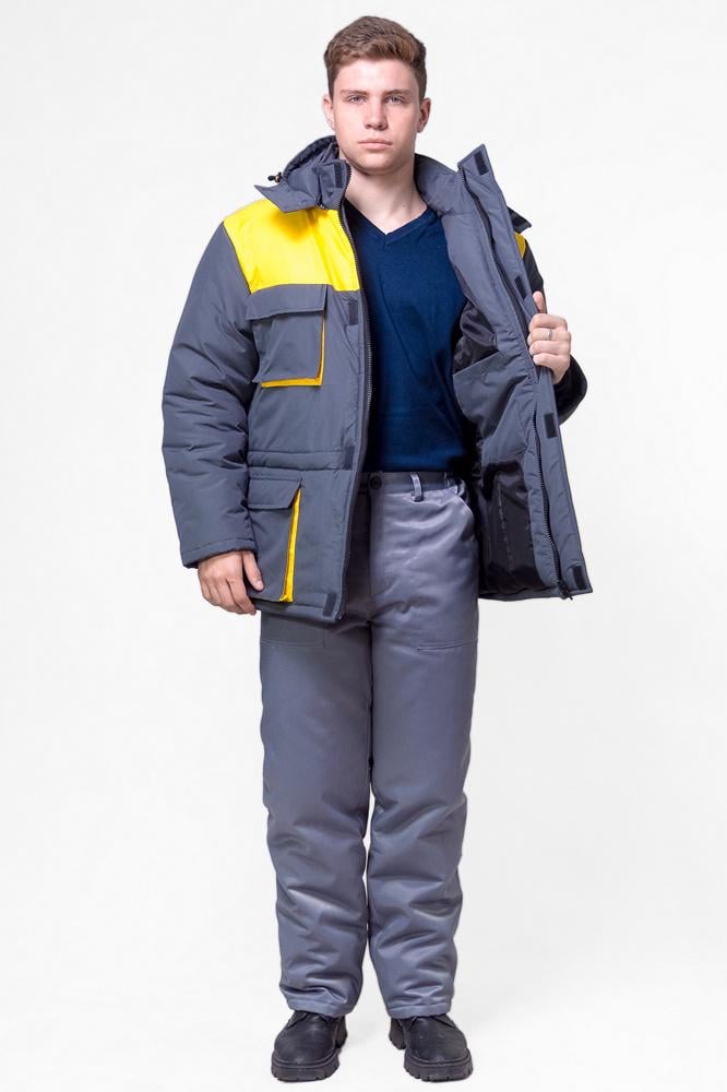 Куртка робоча утеплена Дюспо р. 44/46 182-188 см Сіро-жовтий (24818726) - фото 3 Куртка робоча утеплена Дюспо р. 44/46 182-188 см Сіро-жовтий (24818726) - фото 3