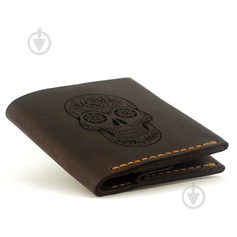 Кожаный мужской кошелек Square Skull Коричневый (as120102-2)