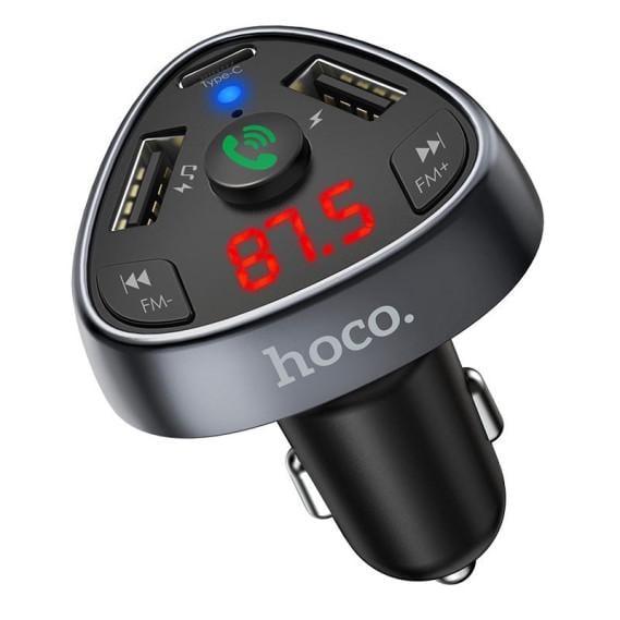 FM модулятор автомобильный Hoco с Bluetooth FM Road treasure E51 2USB/1Type-C 18W/3A QC/PD - фото 2