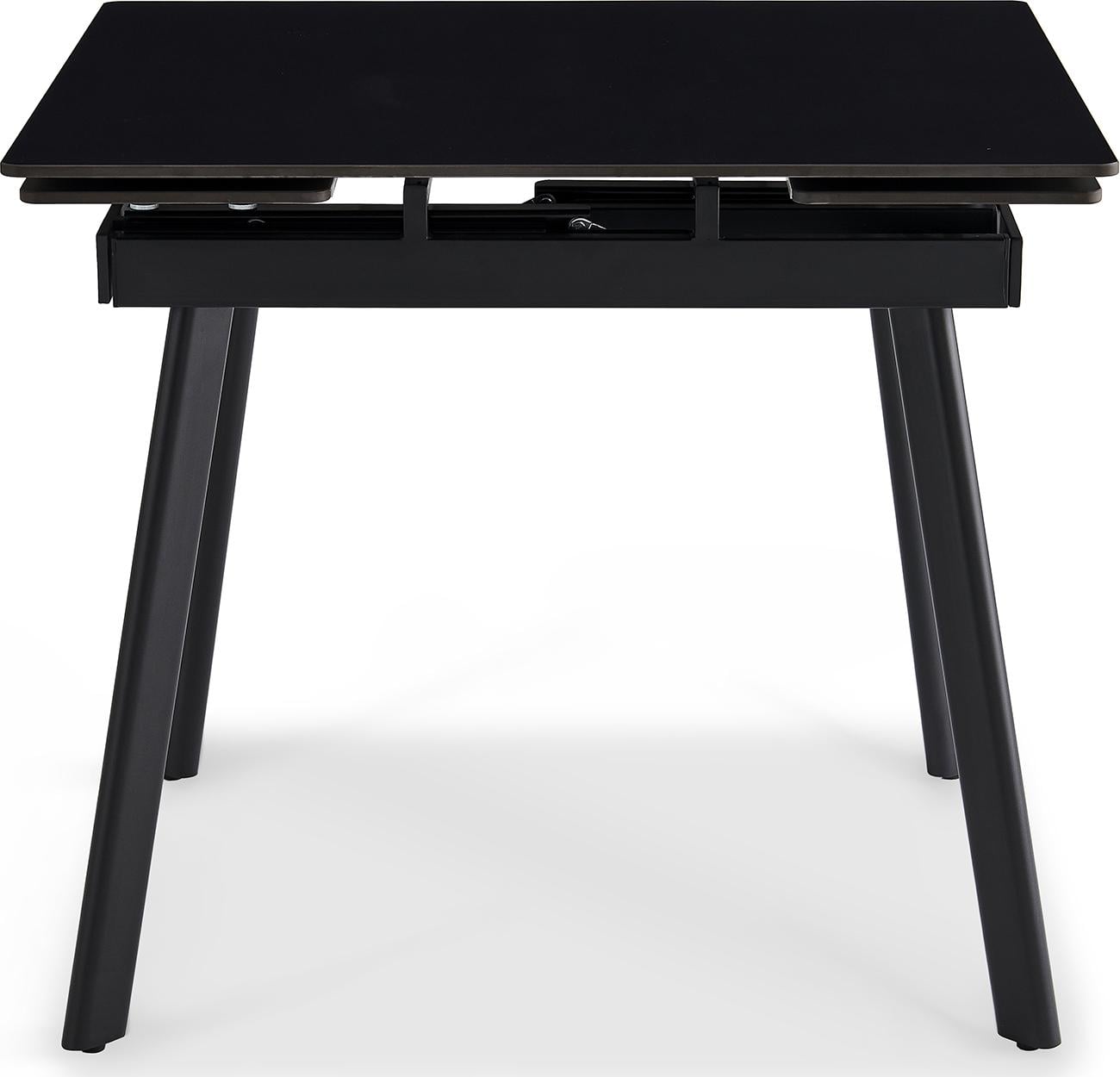 Стол обеденный Hugo раскладной 4-6 мест 90 см Charcoal black ceramic top black base (16205)