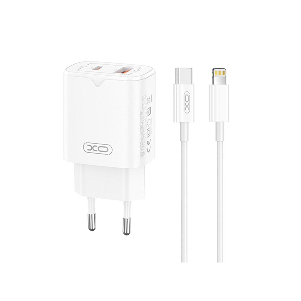Зарядное устройство Xo L130 PD30 W/QC18 W 1USB-C/1USB-A/Lightning кабель Белый Зарядное устройство Xo L130 PD30 W/QC18 W 1USB-C/1USB-A/Lightning кабель Белый