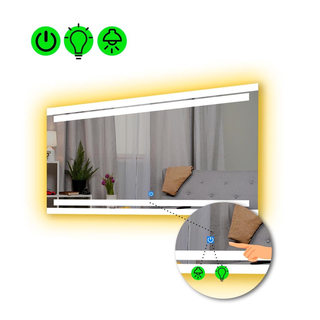 Зеркало с LED подсветкой Letizia с сенсорной кнопкой управления 70x60 см (8776097)