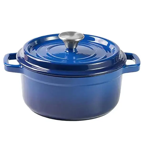 Кастрюля чугунная эмалированная с крышкой 20 см 2 л Синий (6810) - фото 2 Кастрюля чугунная эмалированная с крышкой 20 см 2 л Синий (6810) - фото 2