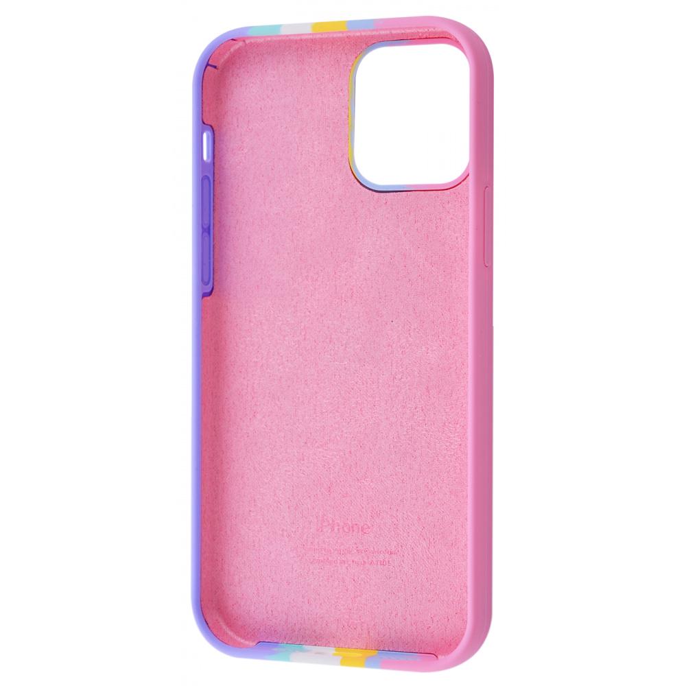 Чохол із м'якою підкладкою PRC Rainbow Silicone Case iPhone 12 Pro Max pink/purple Рожевий Фіолетовий - фото 3