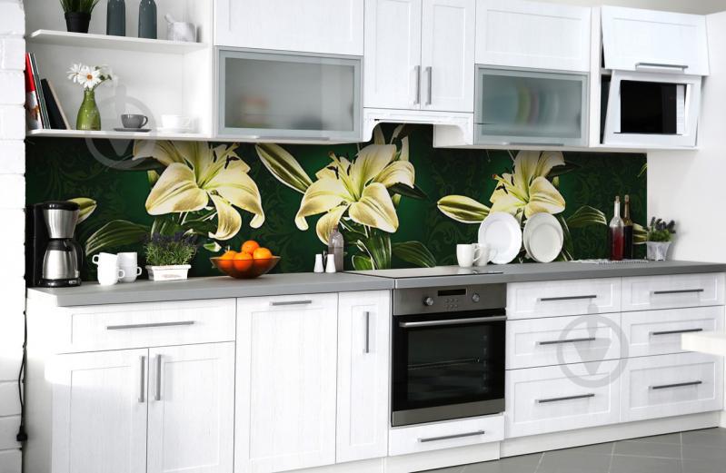 Скинали на кухню Zatarga «Біла корона» 600х2500 мм вінілова 3Д наклейка кухонний фартух самоклеюча