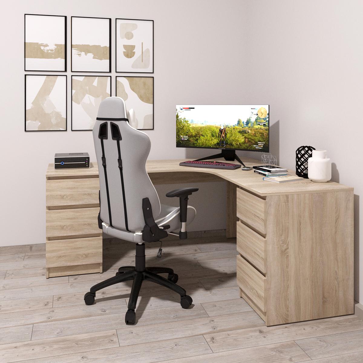 Письмовий стіл кутовий Mebellini Леон 1400/1400х750х600 мм Дуб Сонома (арт.SKEP1000-129) - фото 2